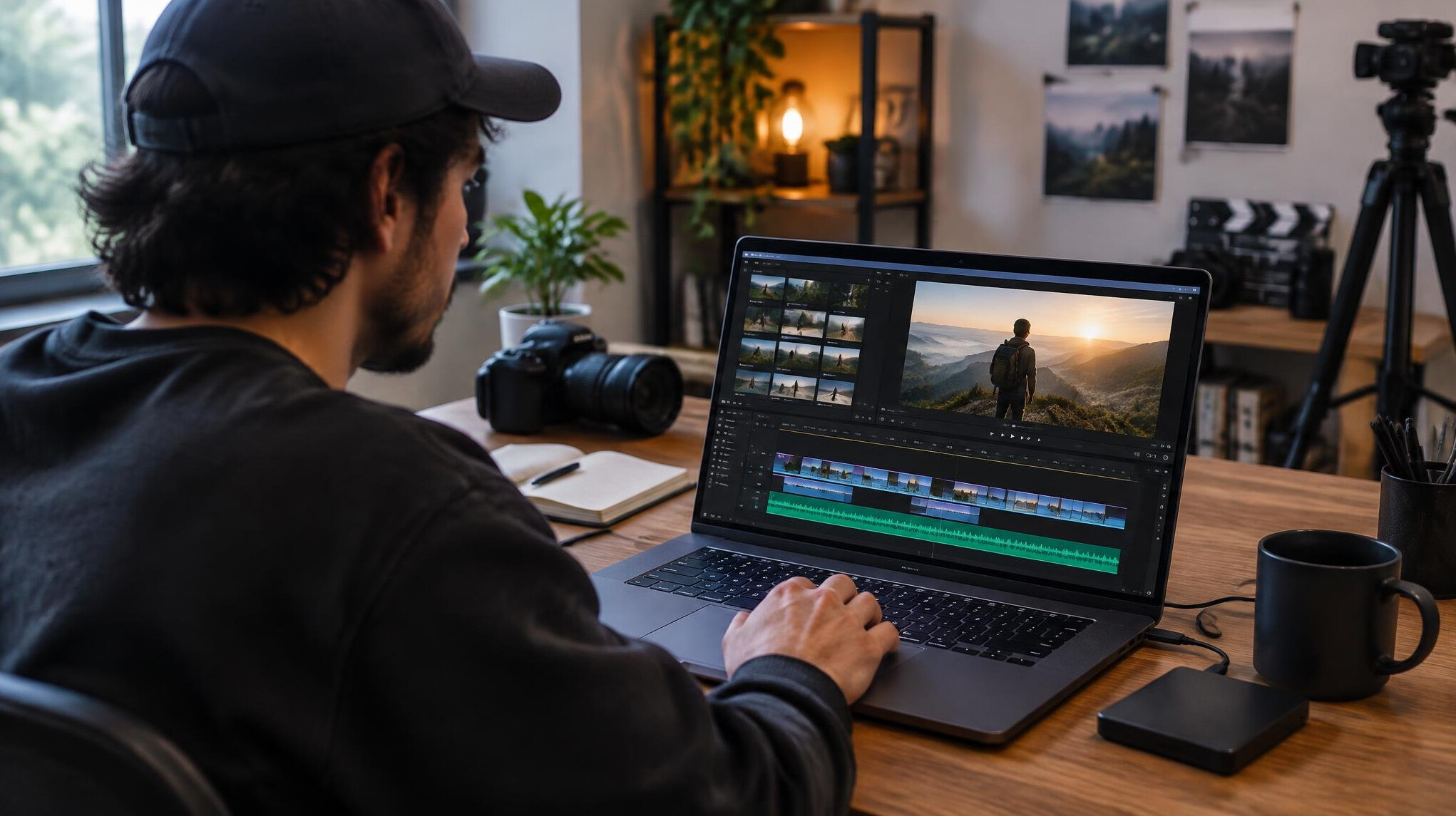 video editing on laptop