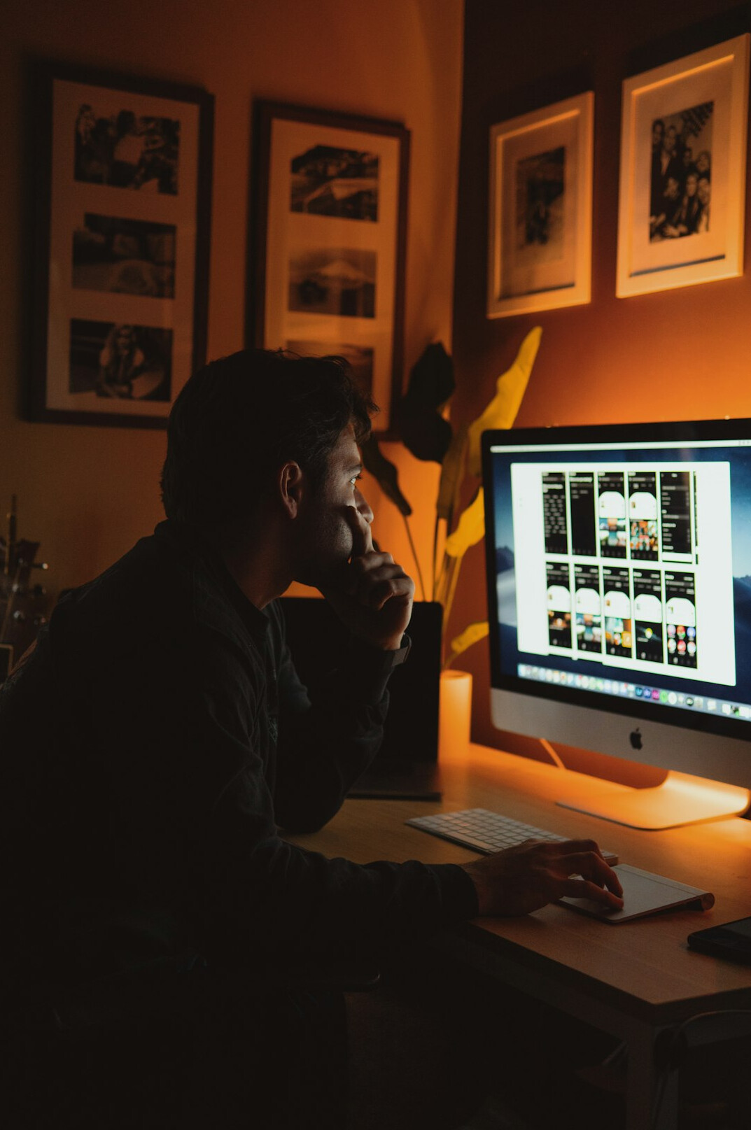 filmmaker reviewing clips on computer