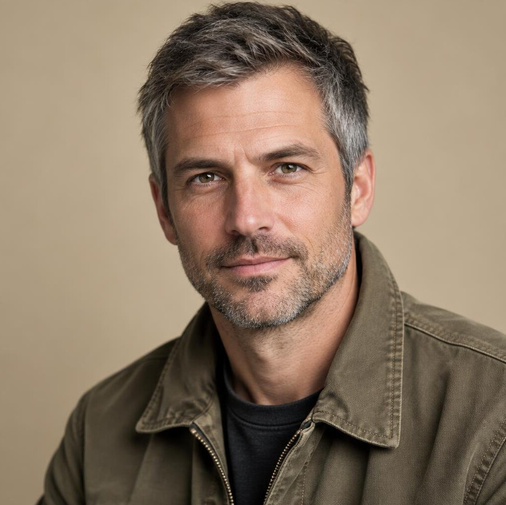 Studio portrait of a Swiss documentary director