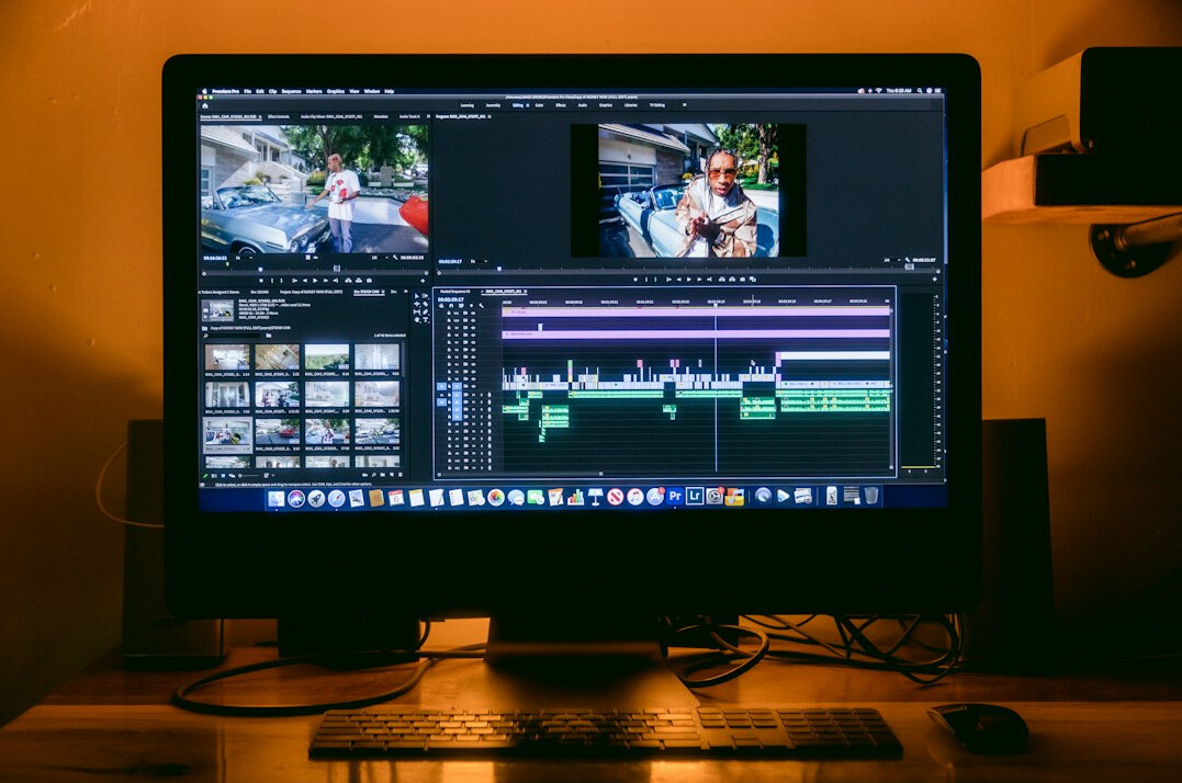 professional video editor at work